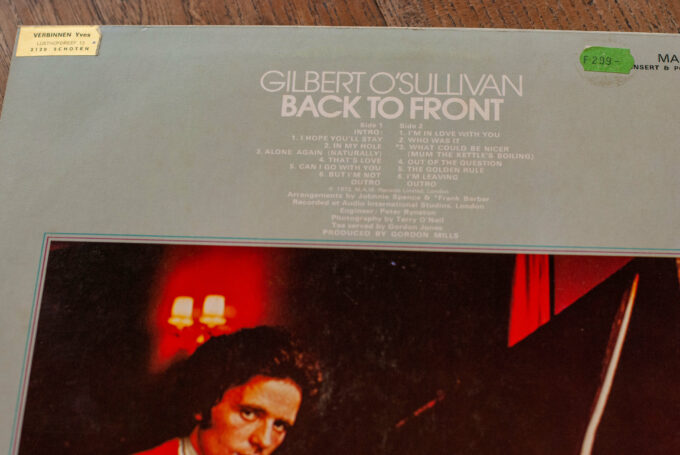 LP Back to Front by Gilbert O'Sullivan
