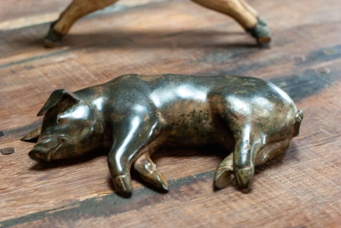 Bronze Pig Signed Pierre Chenet